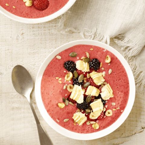 Plated smoothie bowl.